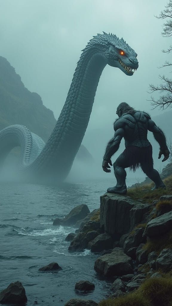 Loch Ness Monster Confronts Troll in Tense, Dramatic Battle