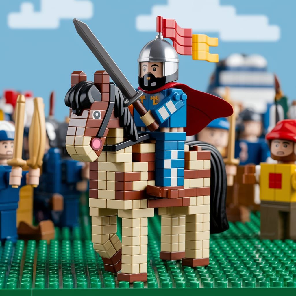 Medieval Knight in Majestic Armor Rides into Battle