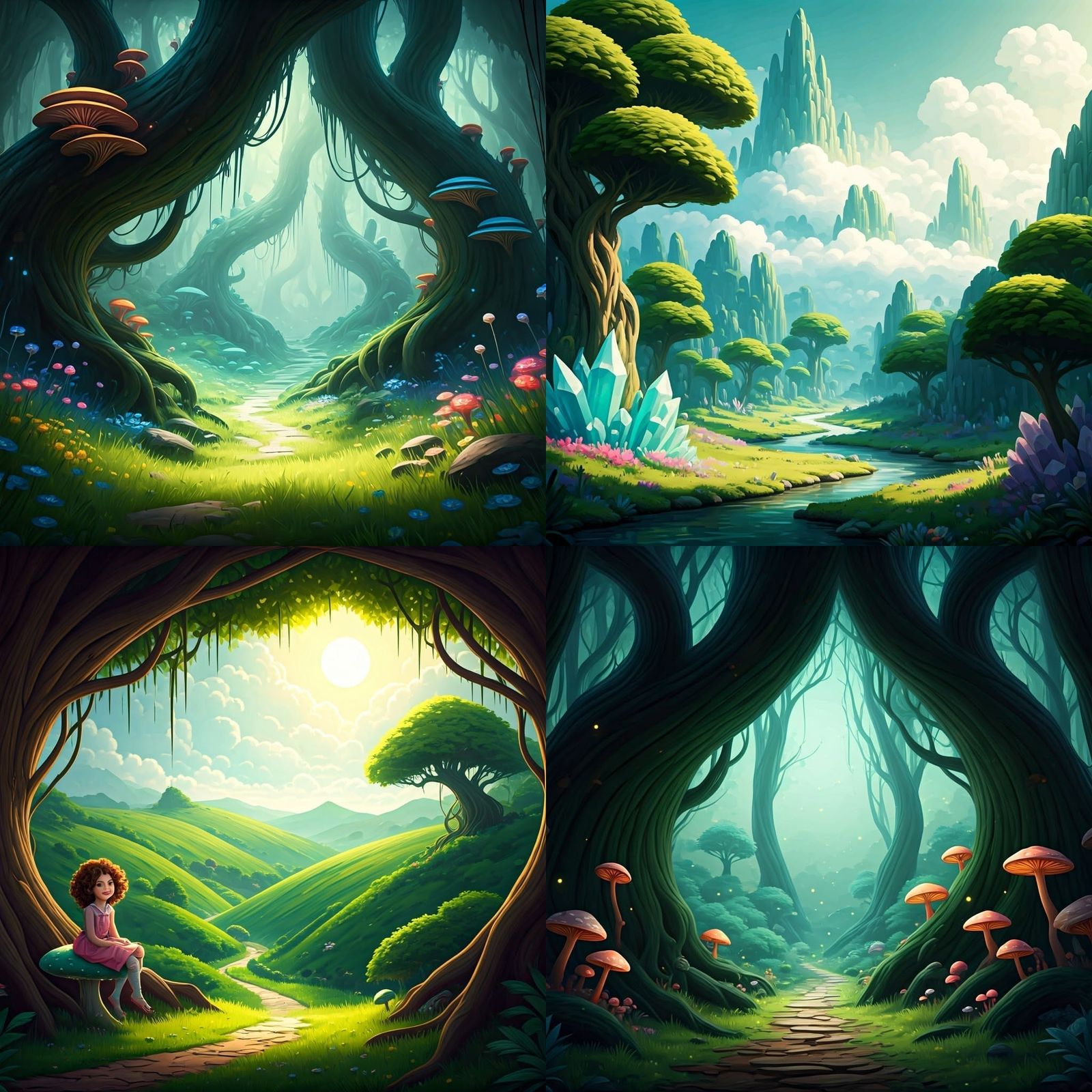 Cute Green Background for Kids: Detailed Matte Painting