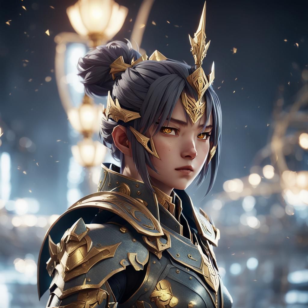 Anime Warrior in Ultrarealistic Armor