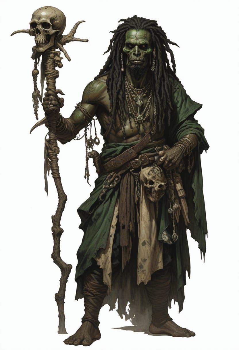 Sinister 16th Century Caribbean Bocor in Dark Fantasy Style