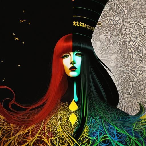 Surrealist Composition with Calligraphic Elements