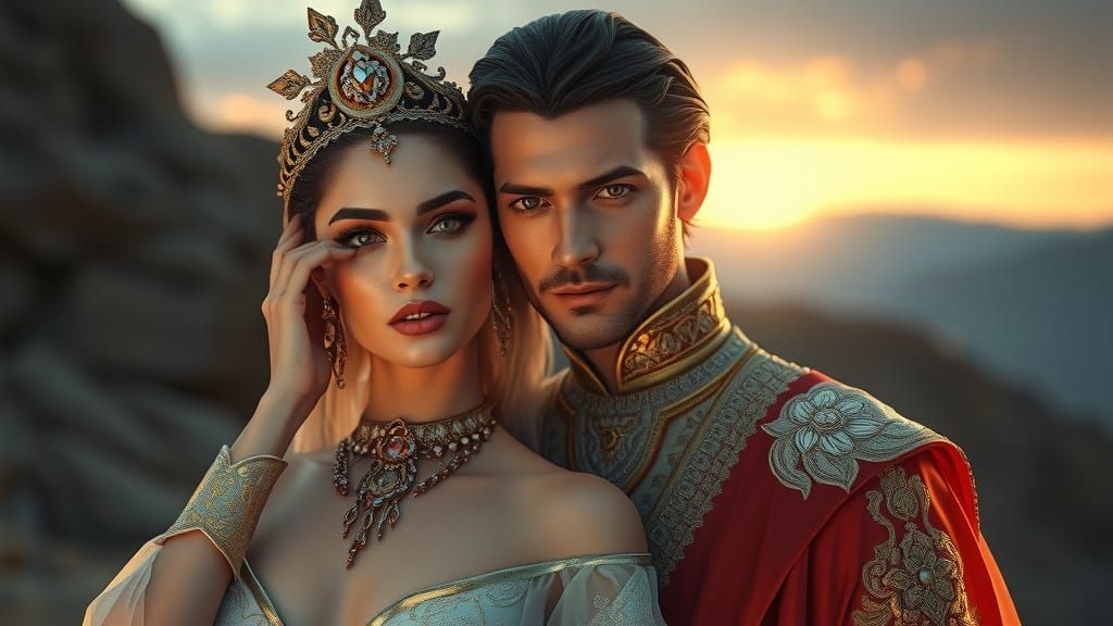 Ethereal Regal Portraits of Man and Woman in Soft, Warm Glow