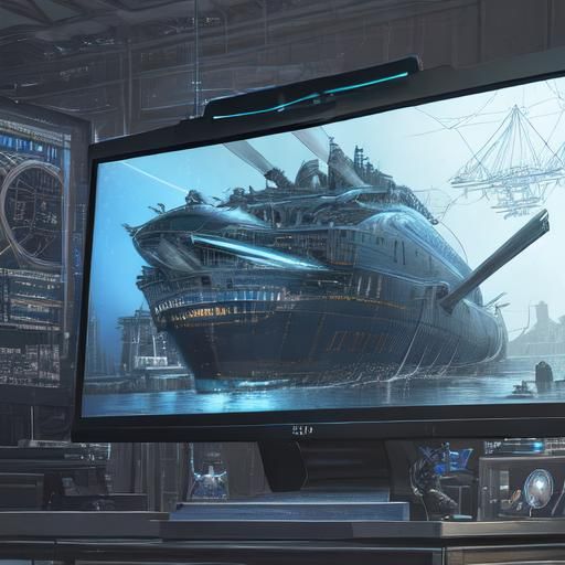 Futuristic Submarine Blueprint Concept Art