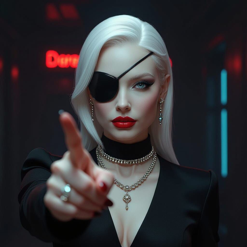 Albino Woman in Neon Dystopian Chic