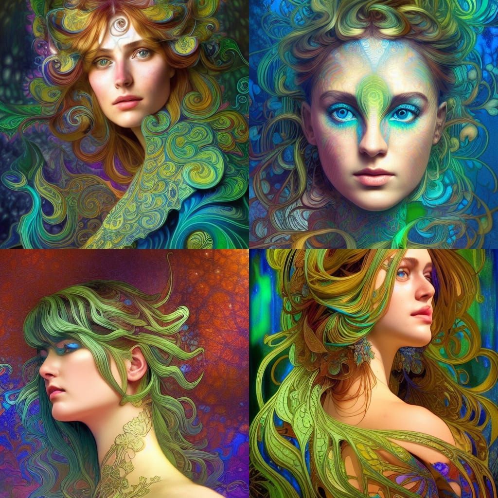 Psychedelic Fractal Portrait in Triadic Colors