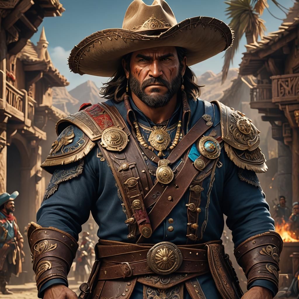 Goliath Barbarian Bard in Mariachi Outfit: Detailed Portrait