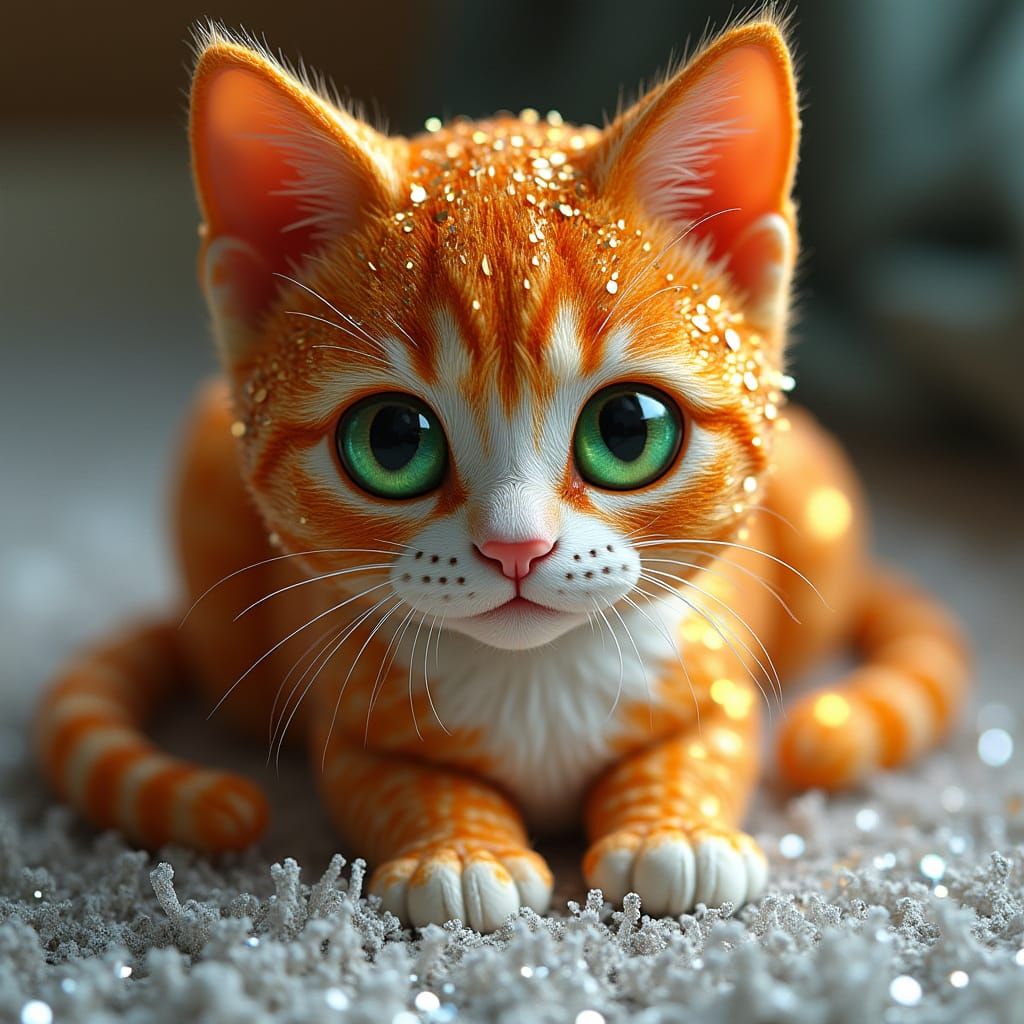 Futuristic Feline Formed from Shimmering Sequins