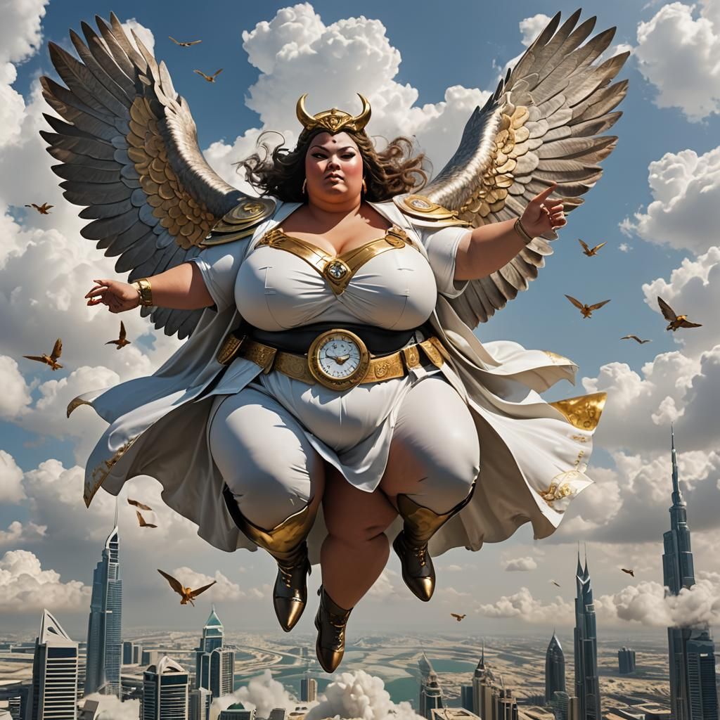 Gothic Superheroine Flies Above Dubai