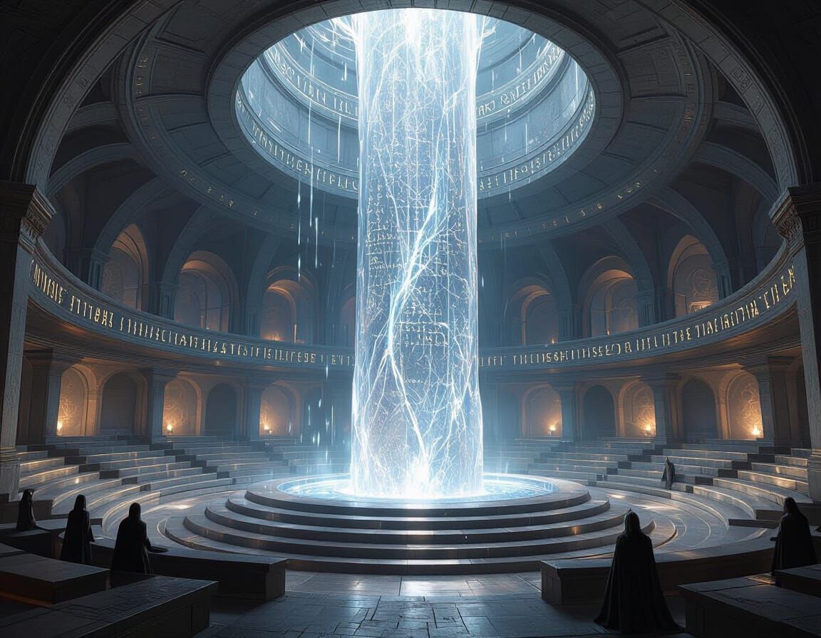 Crystal Echo Pillar in Ancient Fortress Chamber