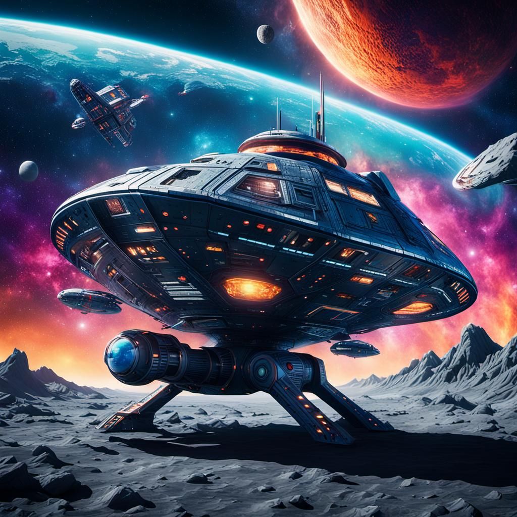 Futuristic Spacecraft Lost in Space