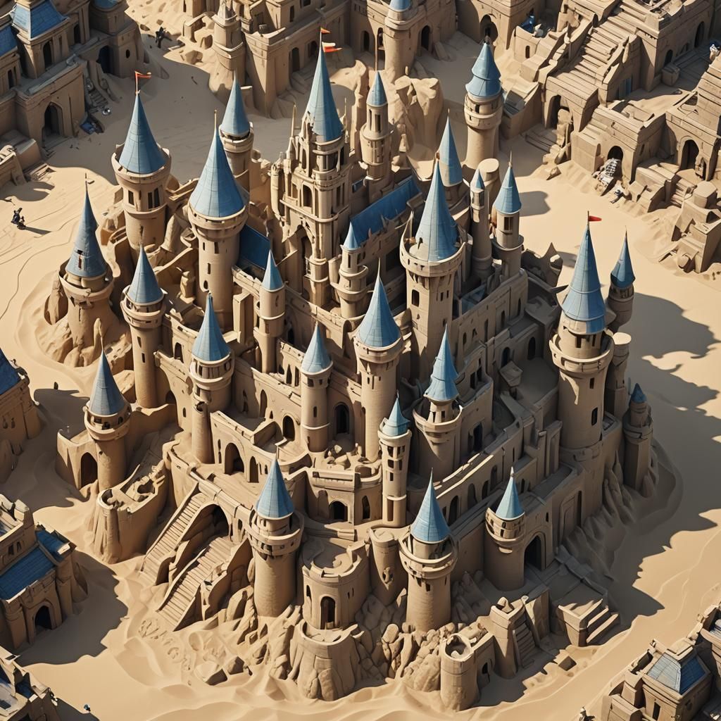 Detailed Sandcastle: 3D Anime Art