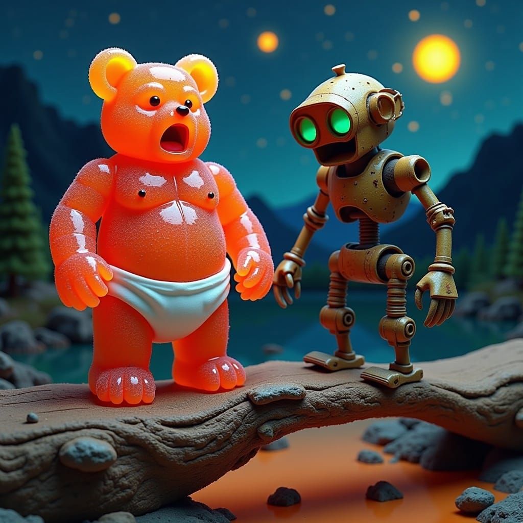 Gummy Bear's Scream: A Surrealist Gummy World