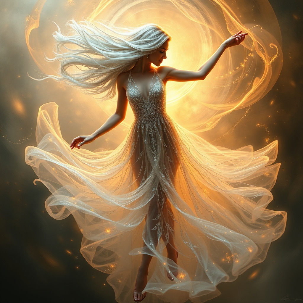 Woman Dancing in Light, Dreamy Surreal Art