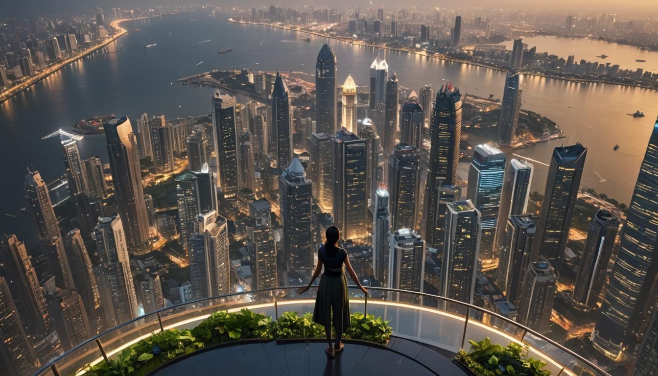 Futuristic Mumbai Rooftop View in 2500 AD