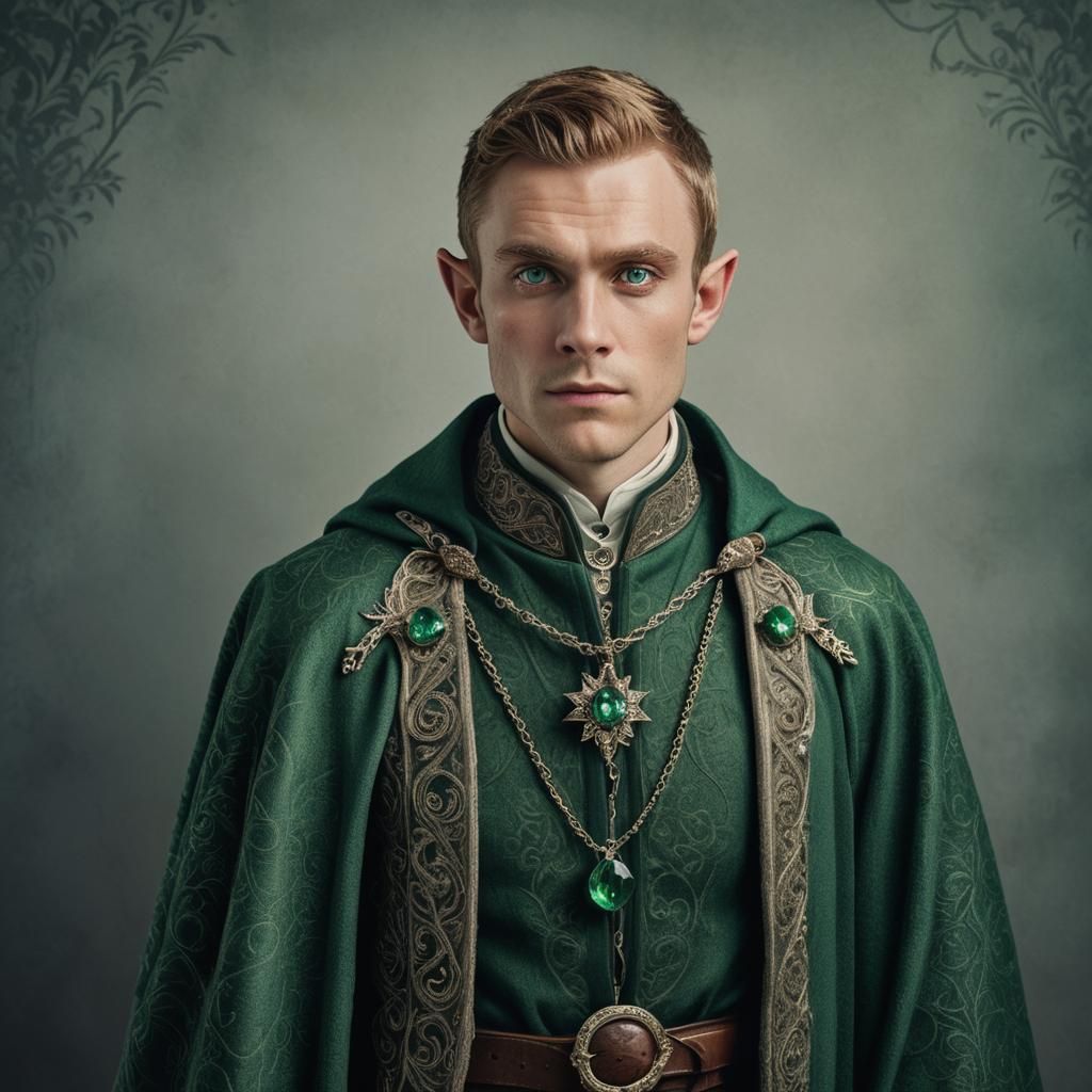 Icelandic Elf Portrait in Nordic Folk Art Style