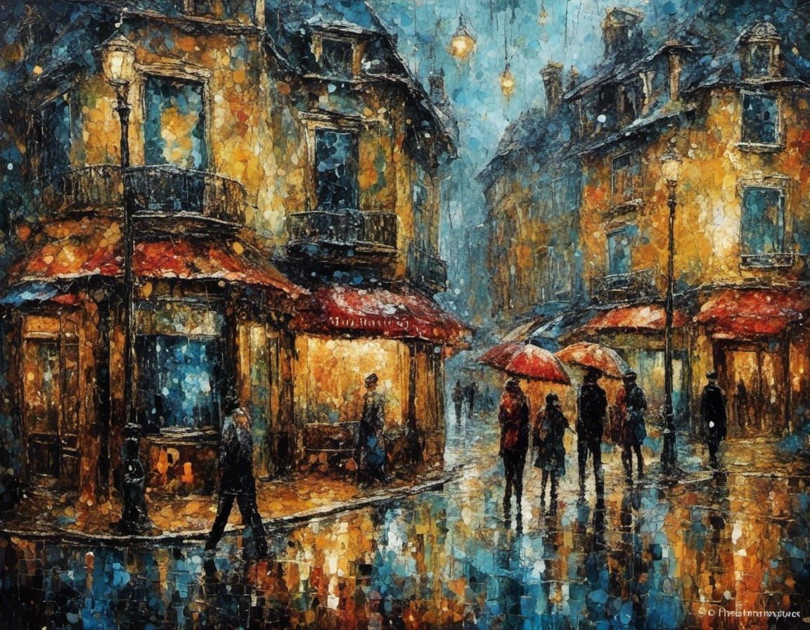Banker's Rainy Day Serenade: An Expressionist Painting