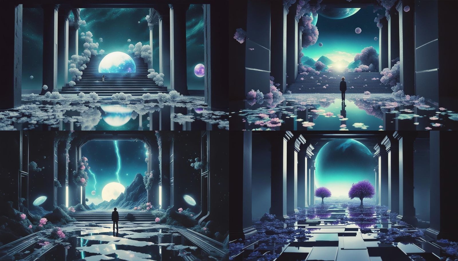 Surreal Time Loop Cityscape in Vaporwave Style