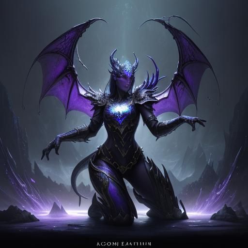 Silver Dragonborn in Sapphire Realm: Dark Fantasy Art