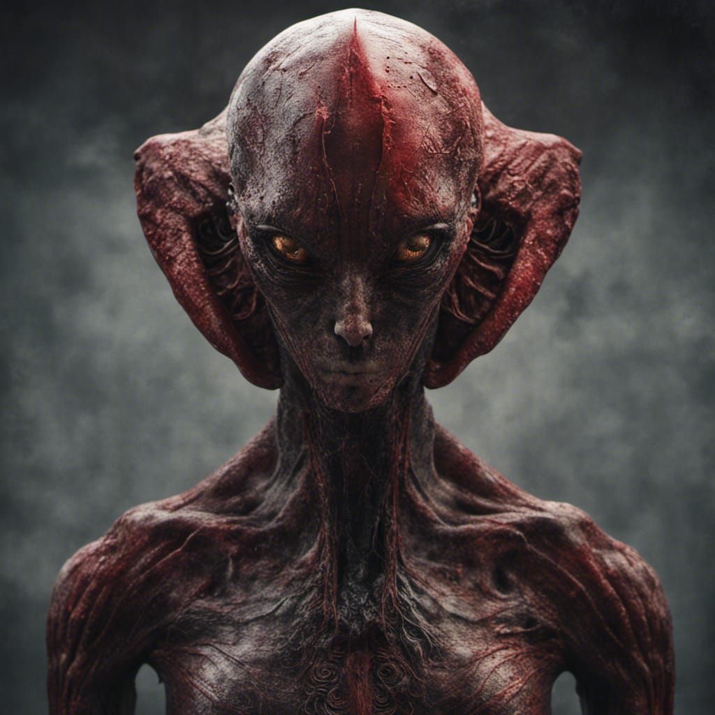 Extraterrestrial Alien Inside Out: Dark Horror Concept