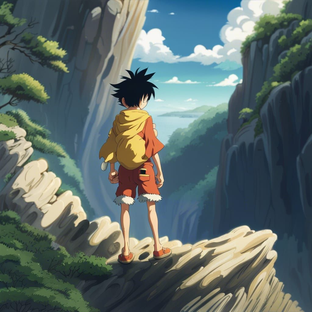 Luffy Super Saiyan in Ghibli Anime Style