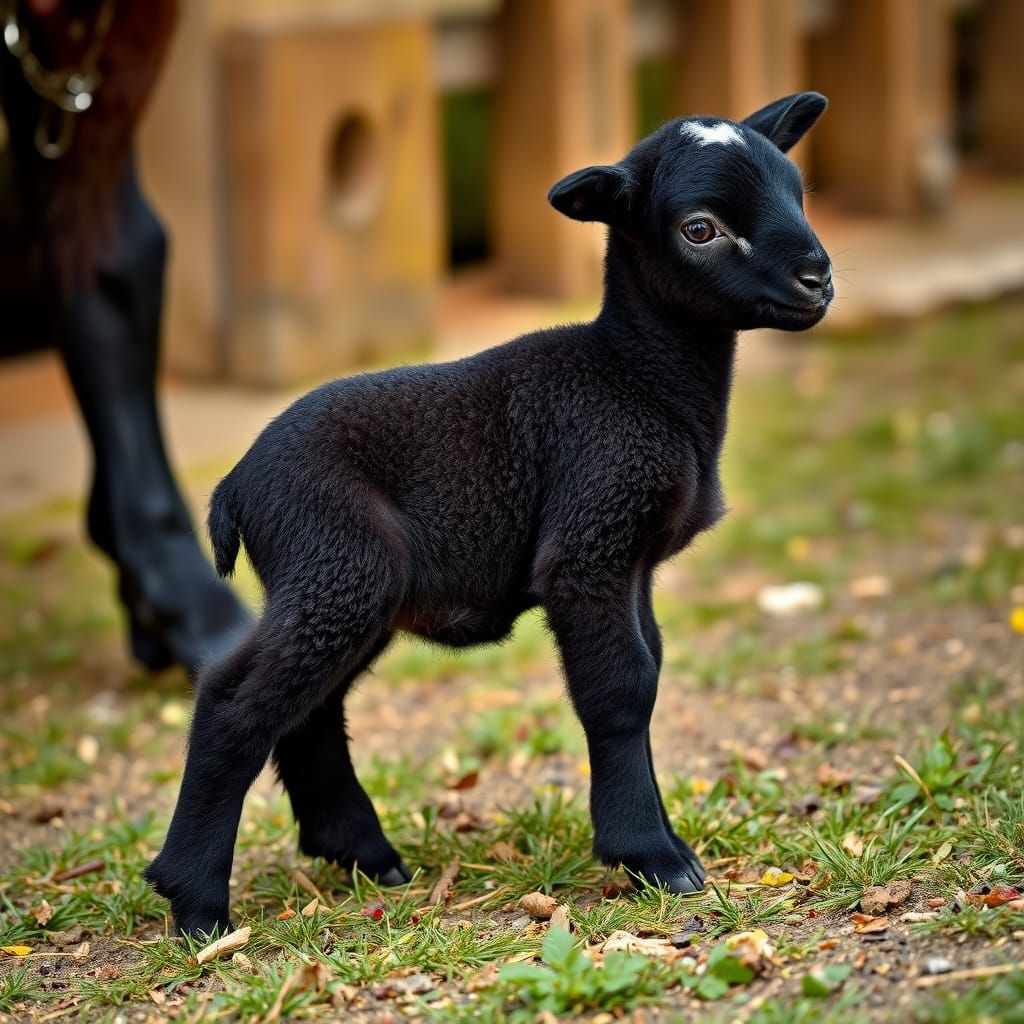 Newborn Lamb's First Steps