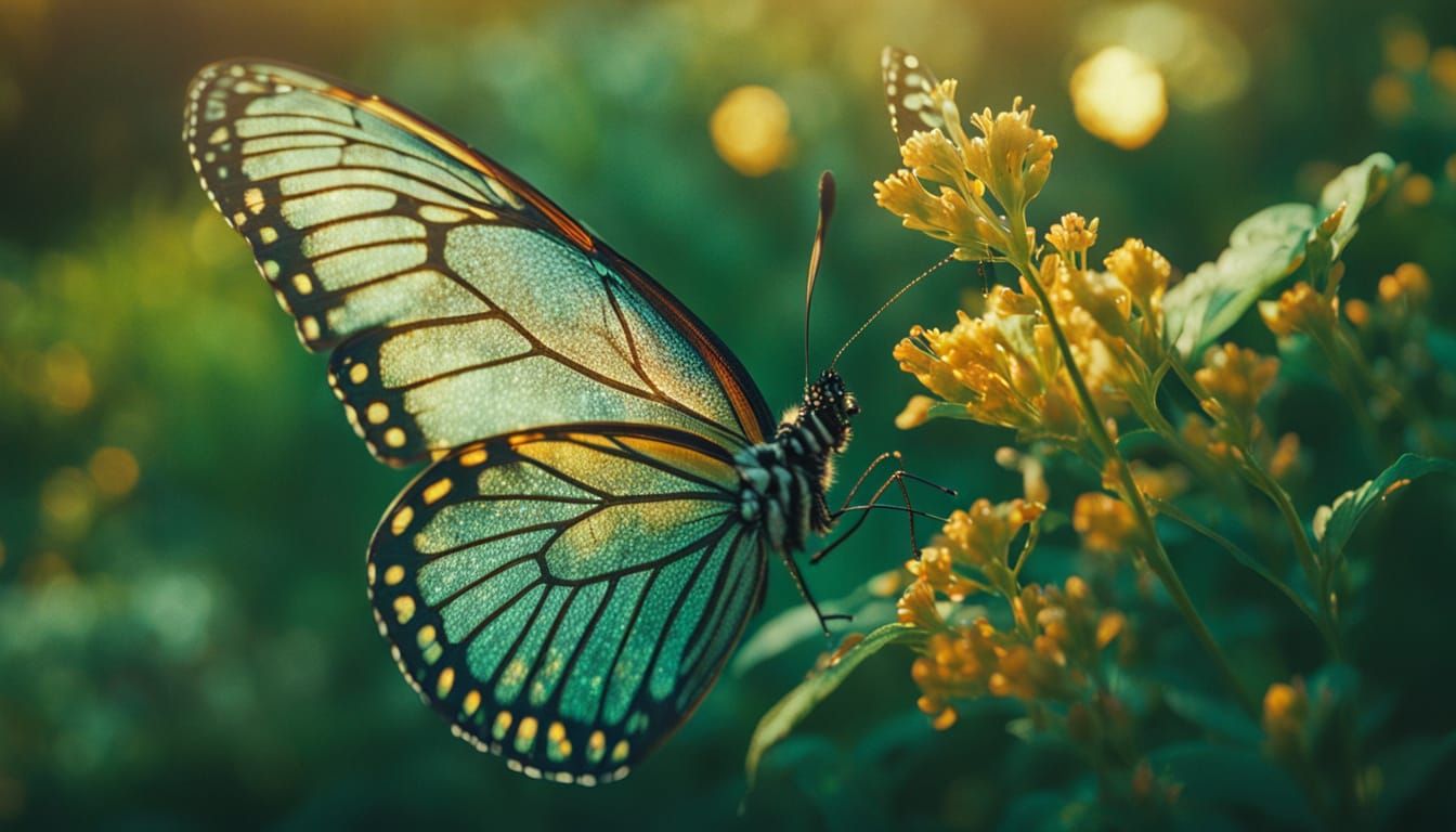Butterfly Wings Shimmering in Golden Hour Lighting