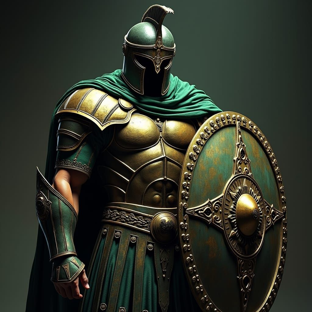 Joker-Style Hoplite Soldier in Gothic Armor