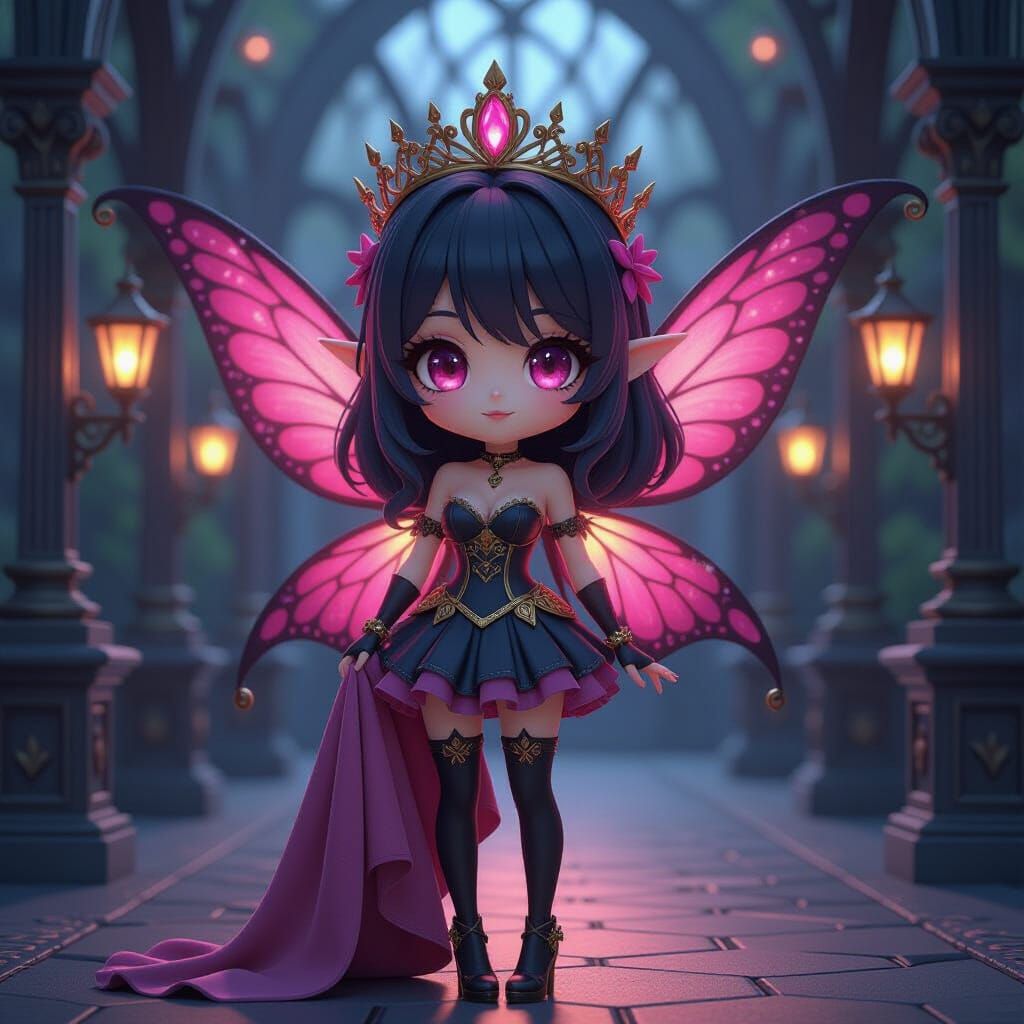Chibi Fairy Girl in Gothic Victorian Style