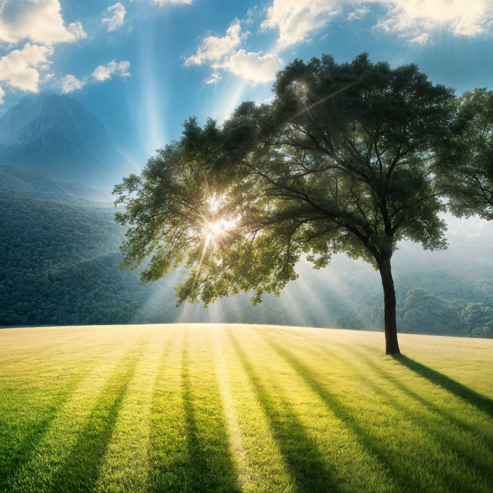 Dreamy Landscape with Heavenly Sunshine