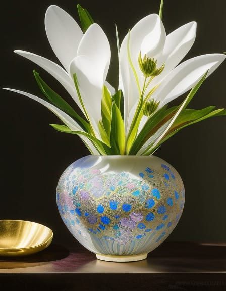 Lily in Glass Vase: Dreamlike Surrealist Painting