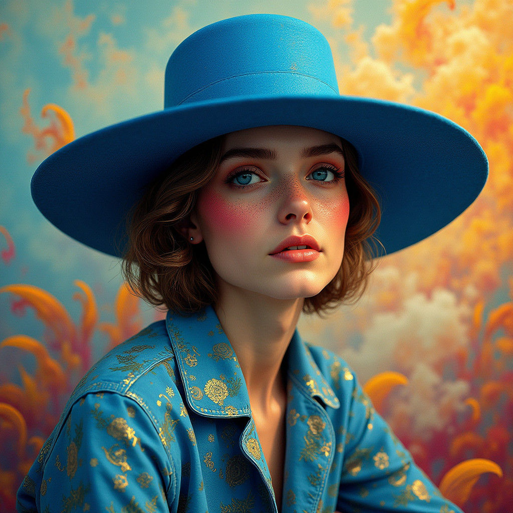 WOMAN IN A BLUE HAT