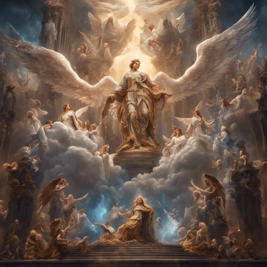 Angels Surround God: Detailed Matte Painting