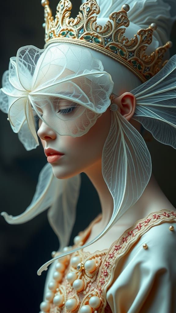 Ethereal Crown Princess in Hyper-Realistic Aquatic Style