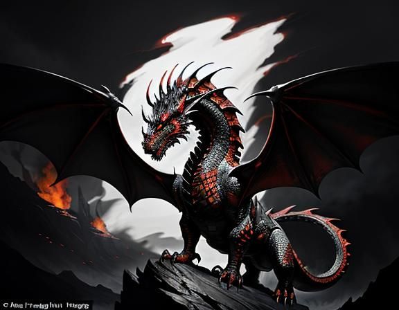 Fiery Dragon in Dynamic Fantasy Art Style