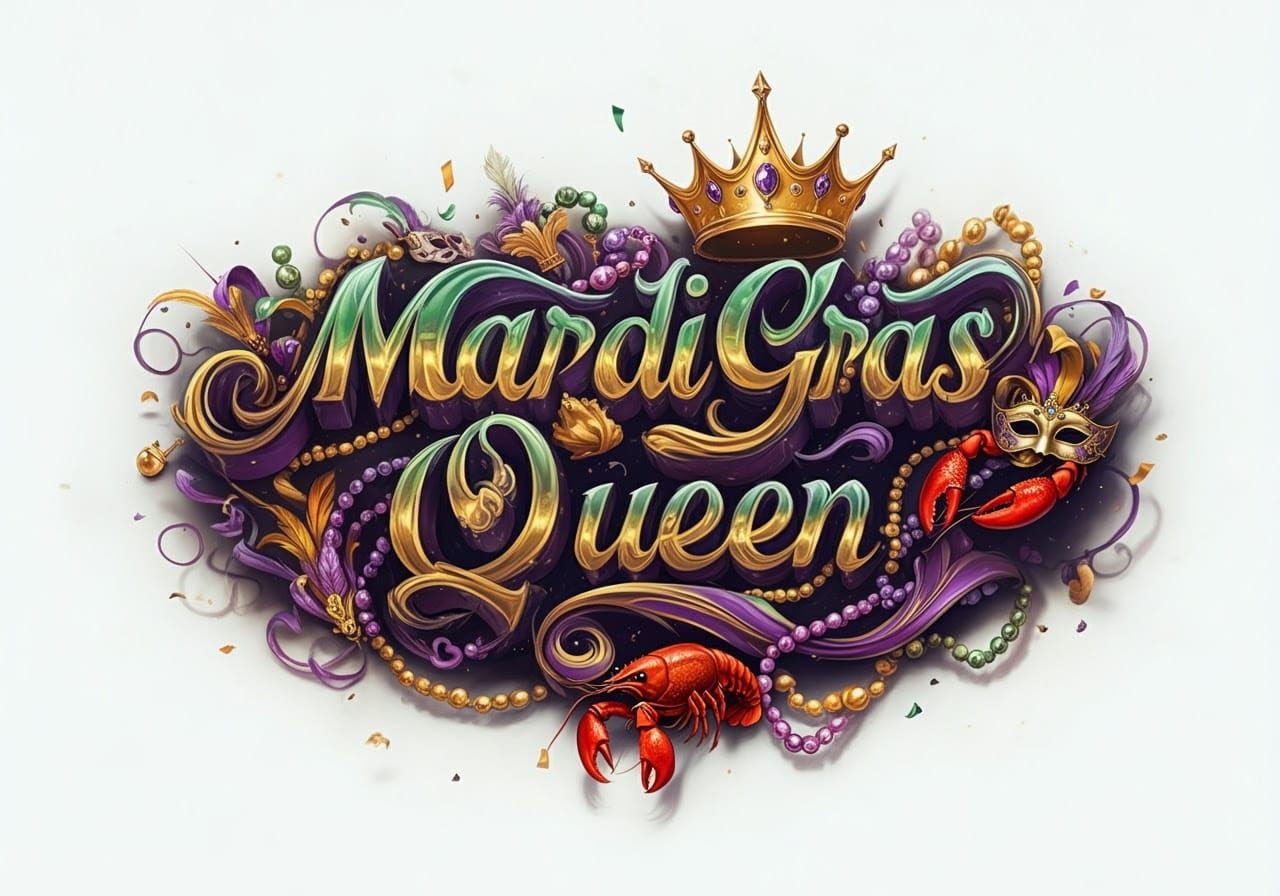 Mardi Gras Queen in Futuristic, Baroque Style