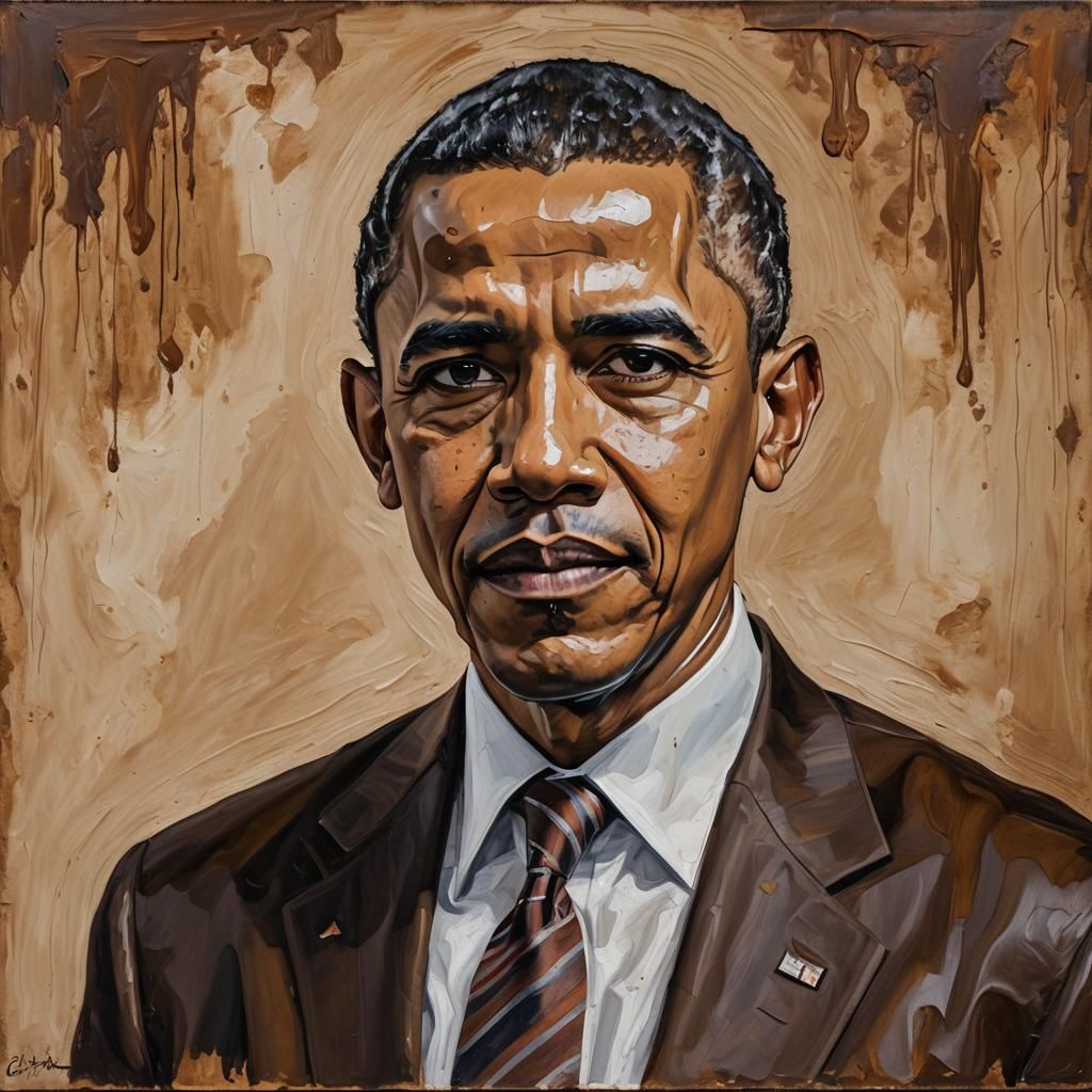 Barack Obama Portrait in Oil Painting Style