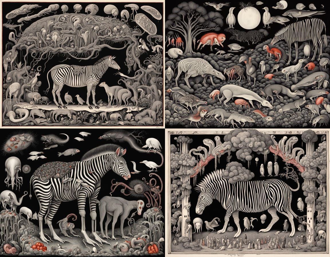 Surreal Anatomical Nightmare in Black and White