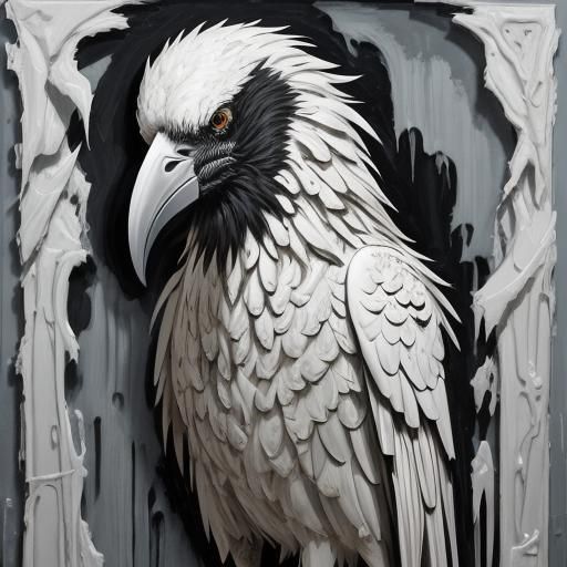 Disturbing White Raven in Gothic Impressionist Style