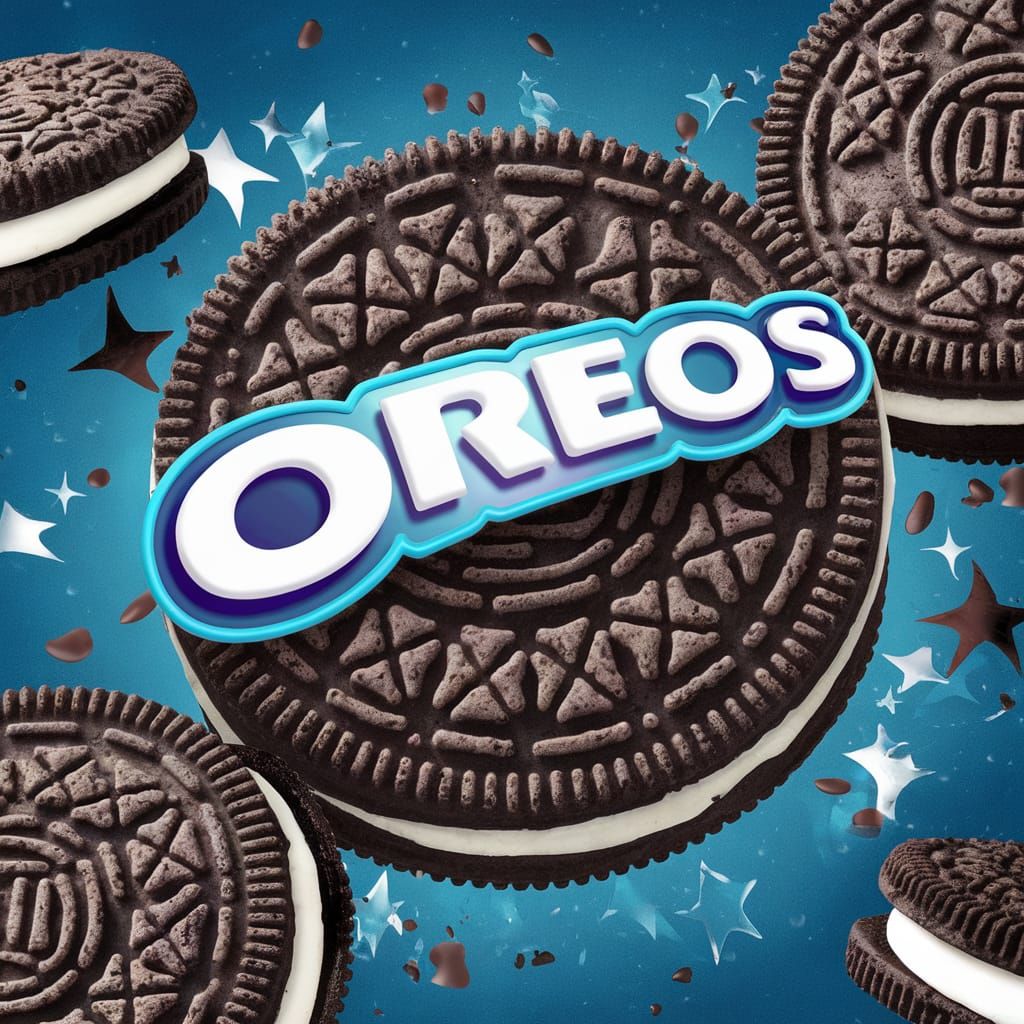 Oreo Cookie Floating in Air on Blue Background