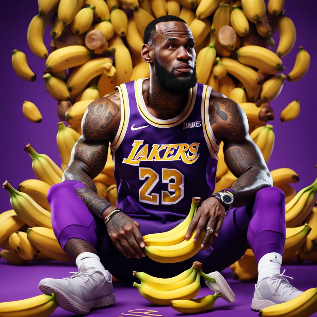 LeBron James Eats Banana: Detailed Fantasy Art