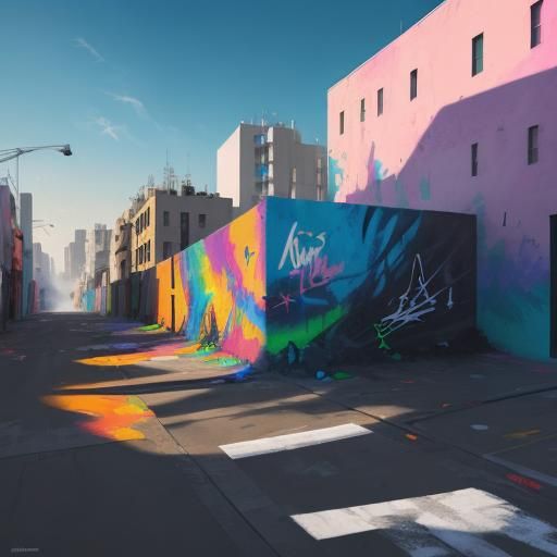 Vibrant Street Art Mural in Abstract Expressionism