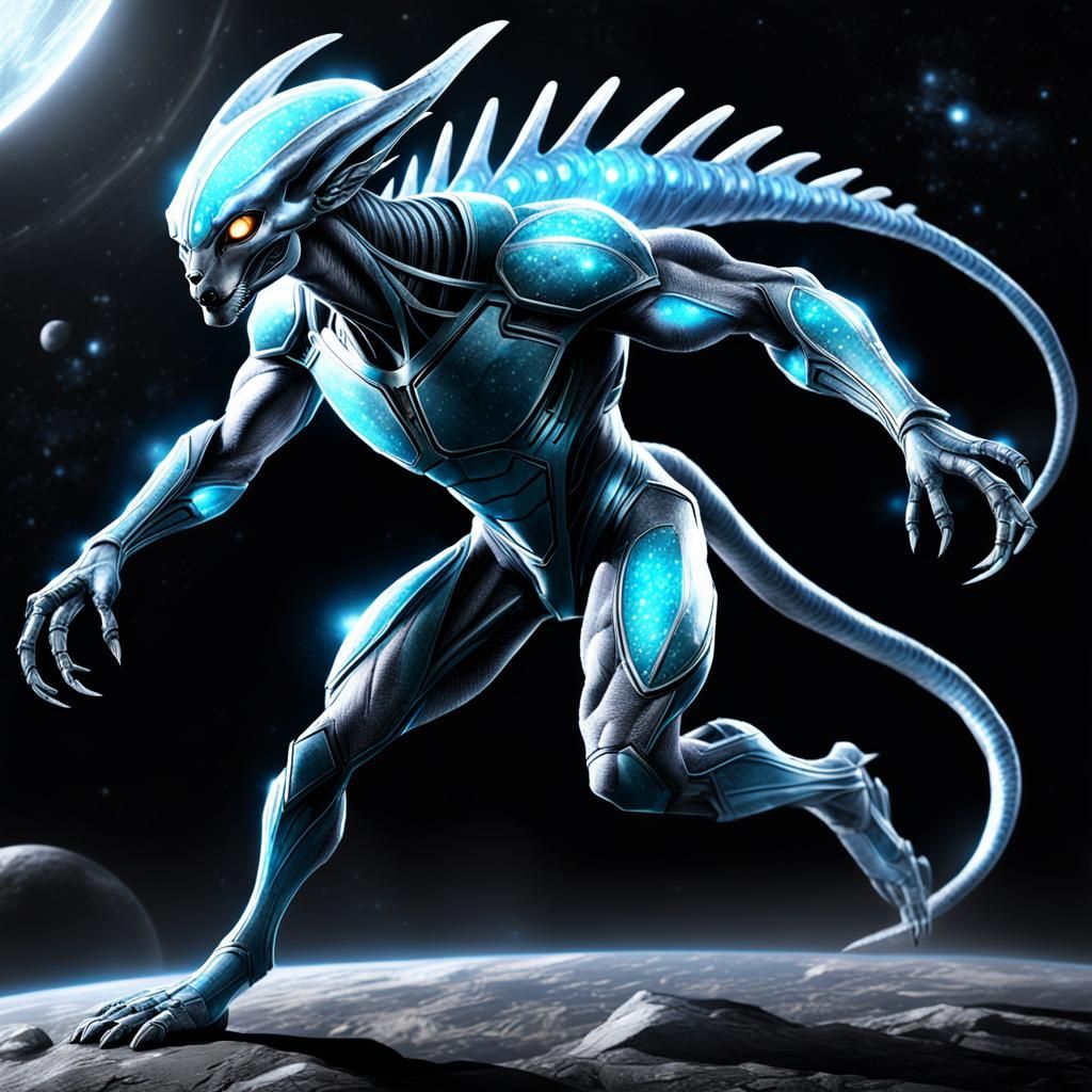 Male Luminid Alien Named Xelion with Bioluminescence