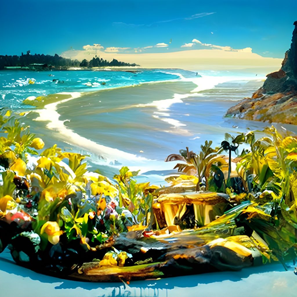 James Gurney Style Oil Painting of Paradise