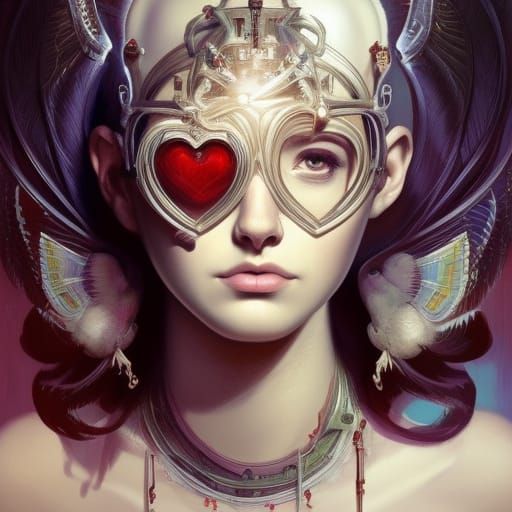 Cuckoo Clock Heart Portrait in Art Nouveau Style