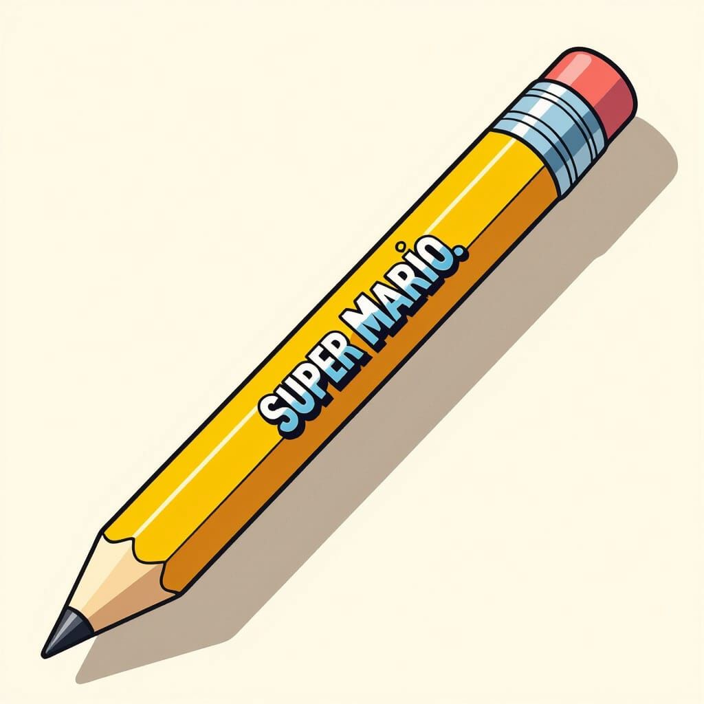 Super Mario Bros Logo on Yellow Pencil Vector Art