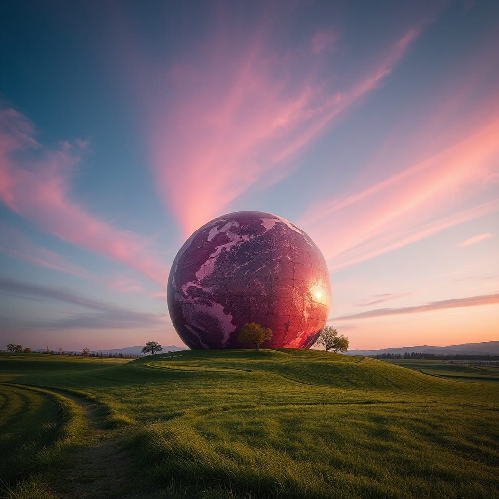 Pink Earth Globe in Motion
