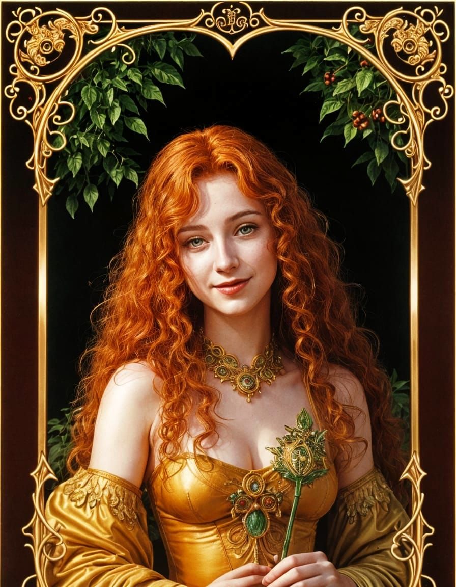 Sensual Redhead in Irradiated Garden, Colorful Cell Shading