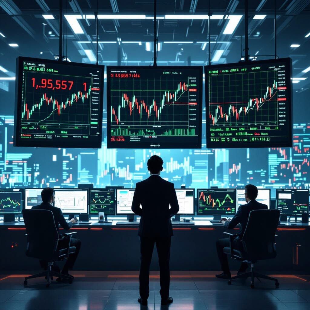Futuristic Traders Analyzing Financial Charts