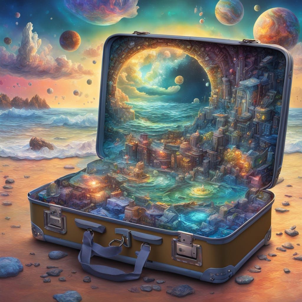 Cosmic Seascape Inside and Out in Vibrant Holographic Style